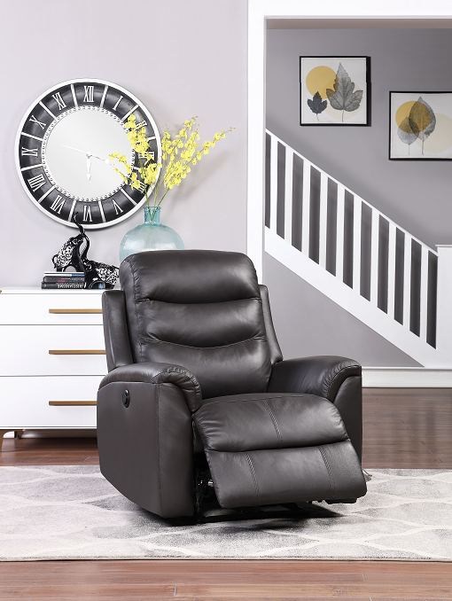 Ava Brown Top Grain Leather Match Recliner (Power Motion)  Half Price Furniture