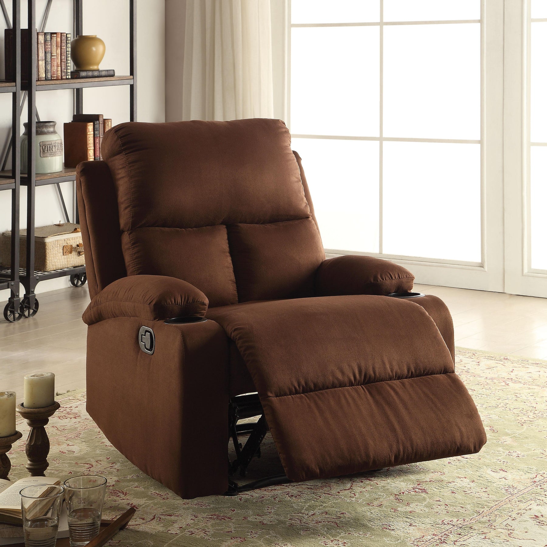 Rosia Chocolate Microfiber Recliner (Motion)  Half Price Furniture