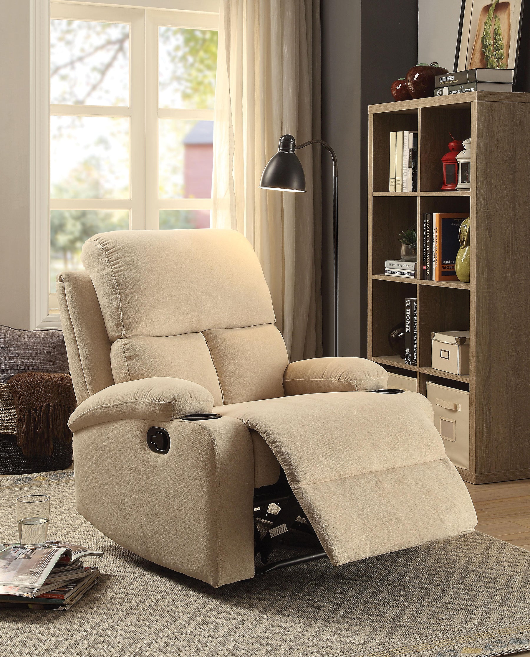 Rosia Beige Velvet Recliner (Motion) Half Price Furniture