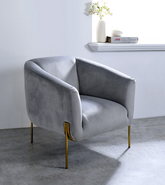Carlson Gray Velvet & Gold Accent Chair  Half Price Furniture