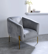 Carlson Gray Velvet & Gold Accent Chair Half Price Furniture