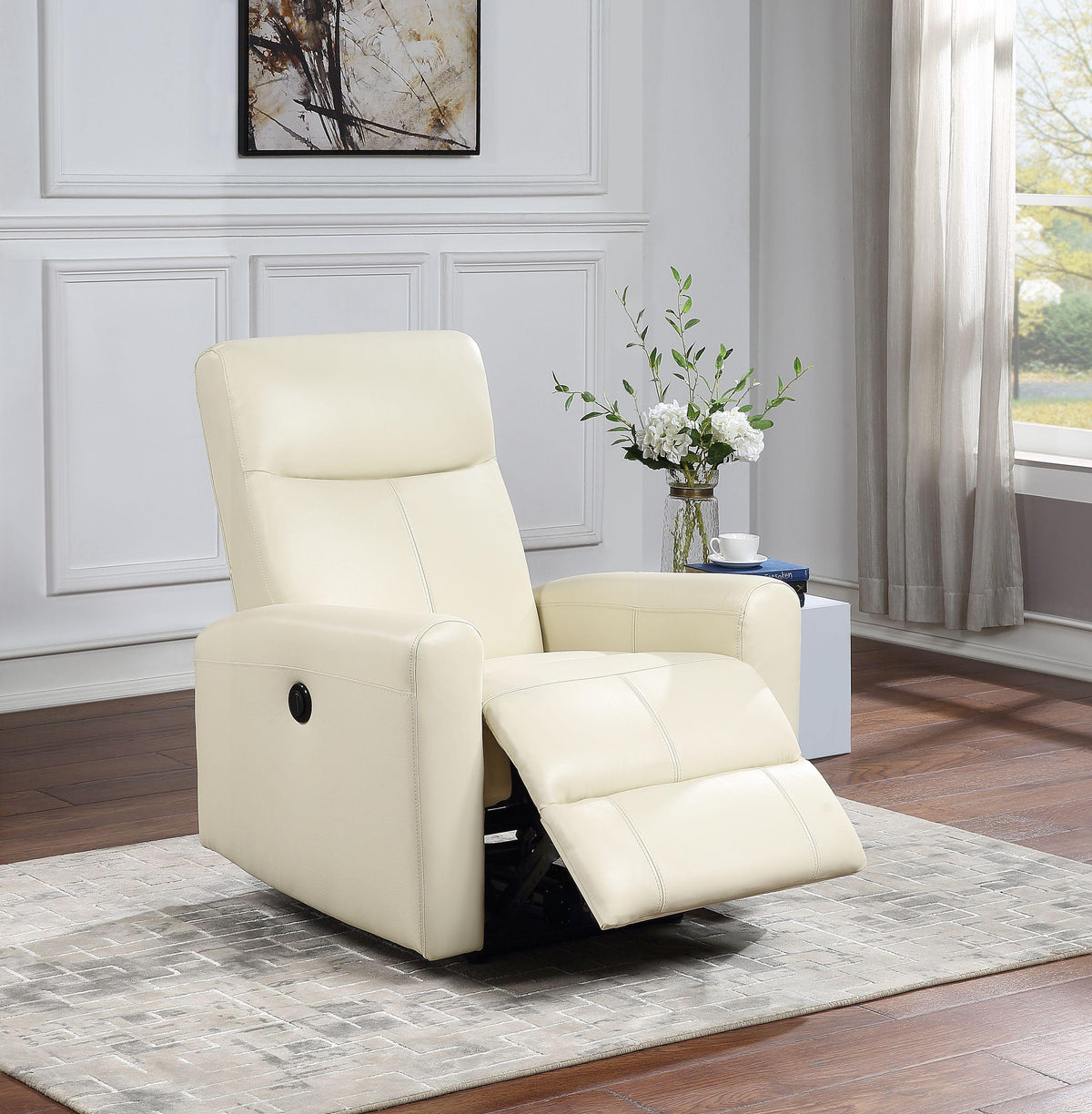 Blane Beige Top Grain Leather Match Recliner (Power Motion) Half Price Furniture