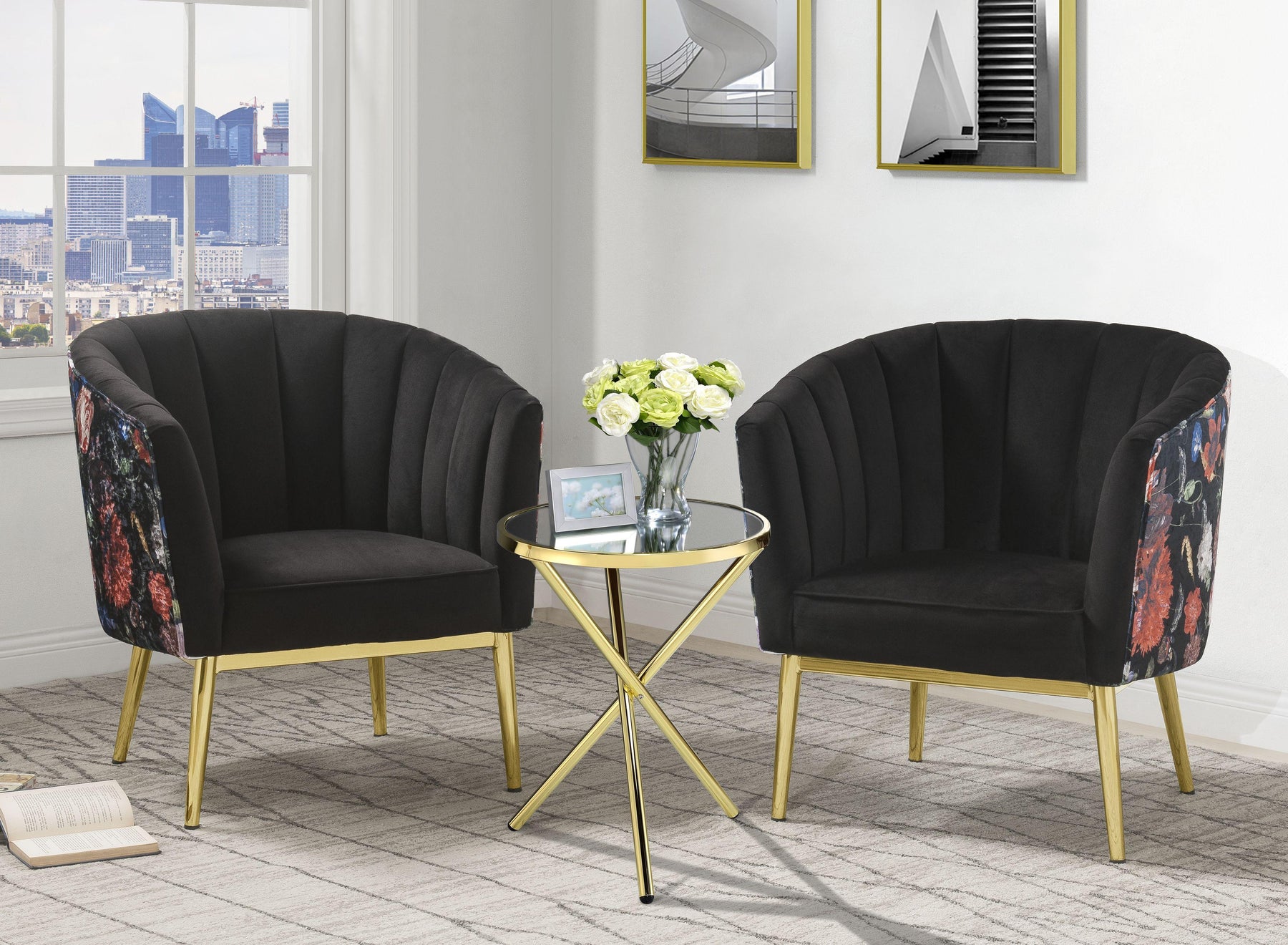 Colla Gray Velvet & Gold Accent Chair Half Price Furniture