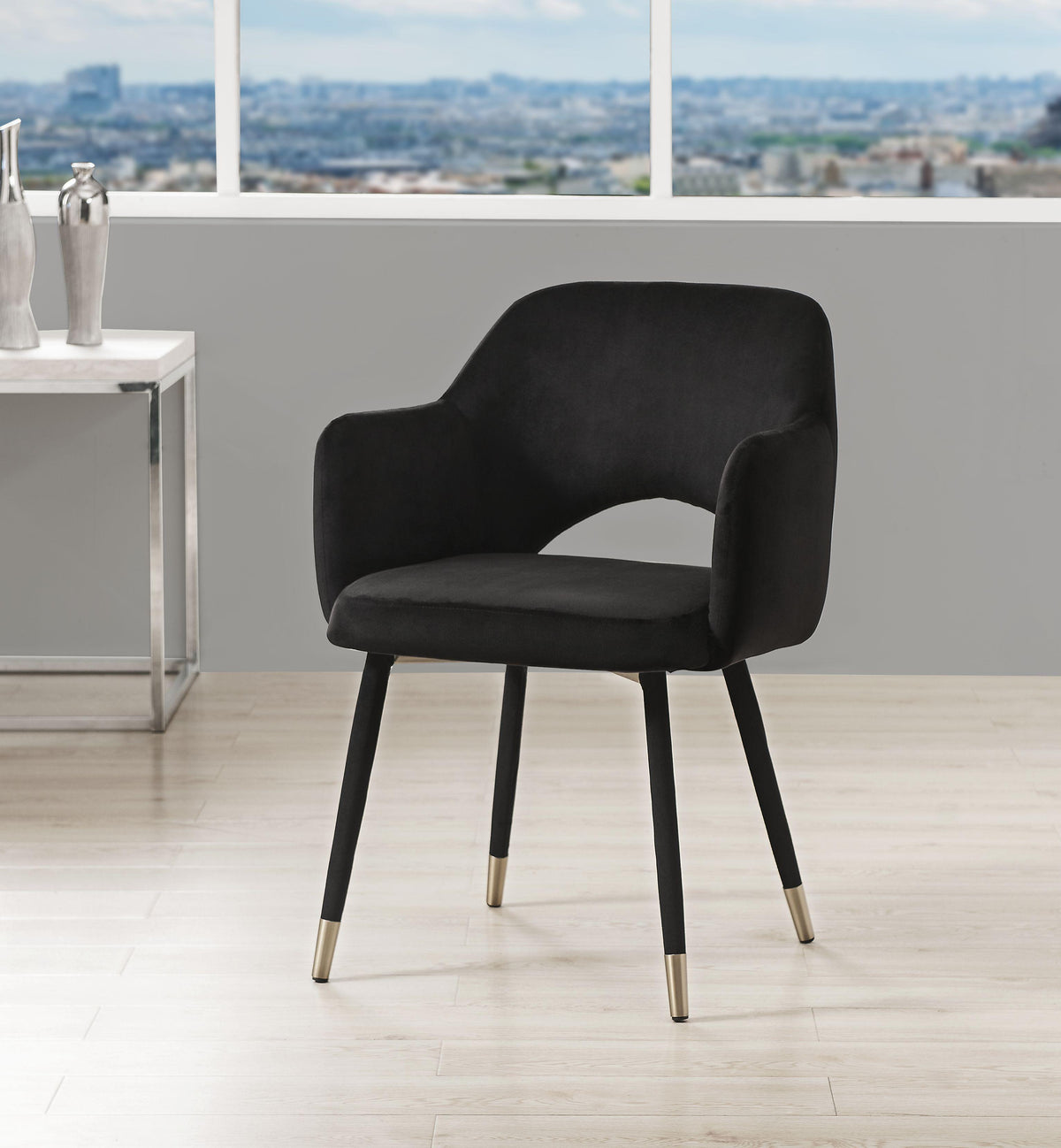 Applewood Black Velvet & Gold Accent Chair  Half Price Furniture