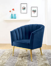 Colla Midnight Blue Velvet & Gold Accent Chair Half Price Furniture