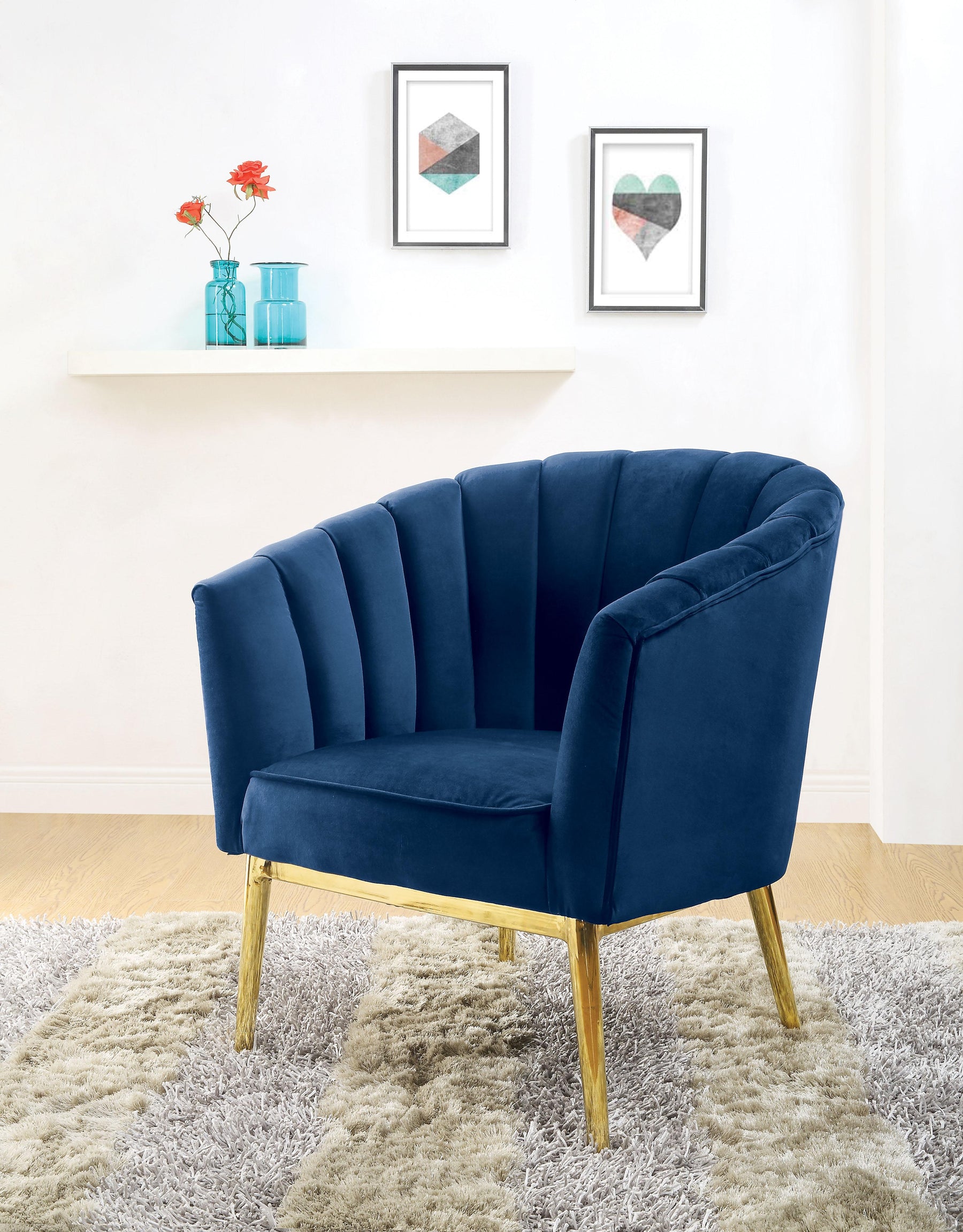 Colla Midnight Blue Velvet & Gold Accent Chair  Half Price Furniture