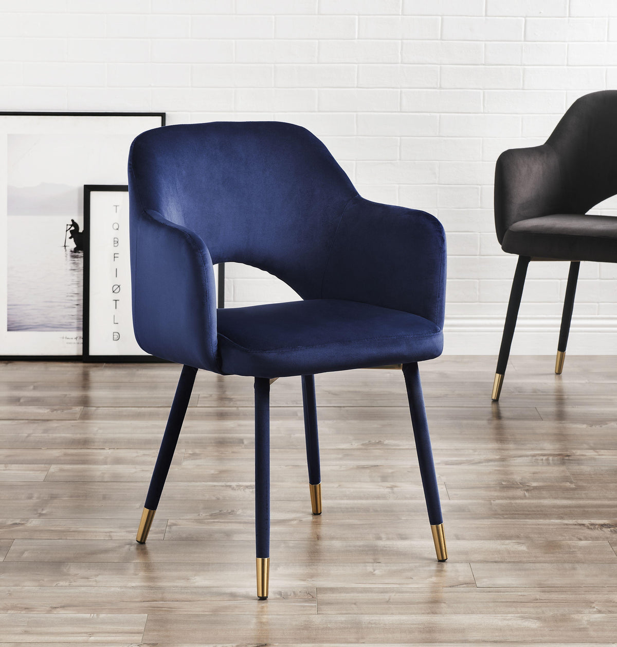 Applewood Ocean Blue Velvet & Gold Accent Chair  Half Price Furniture