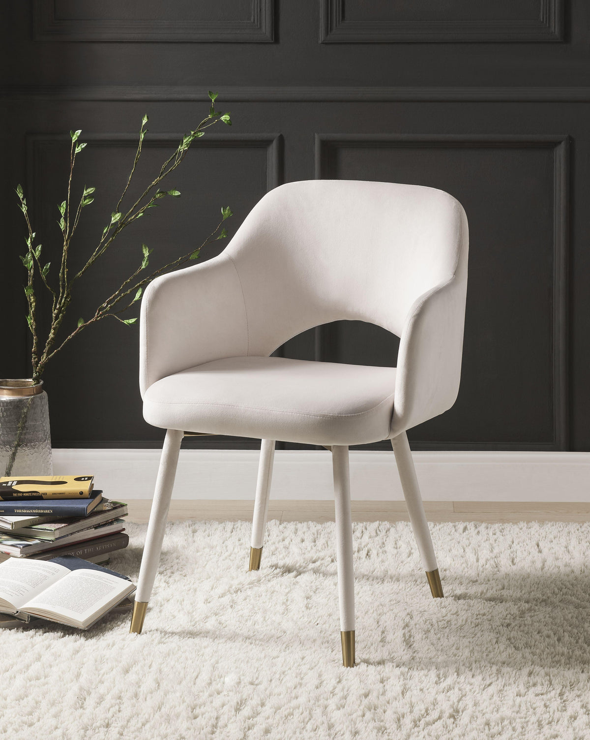 Applewood Cream Velvet & Gold Accent Chair  Half Price Furniture