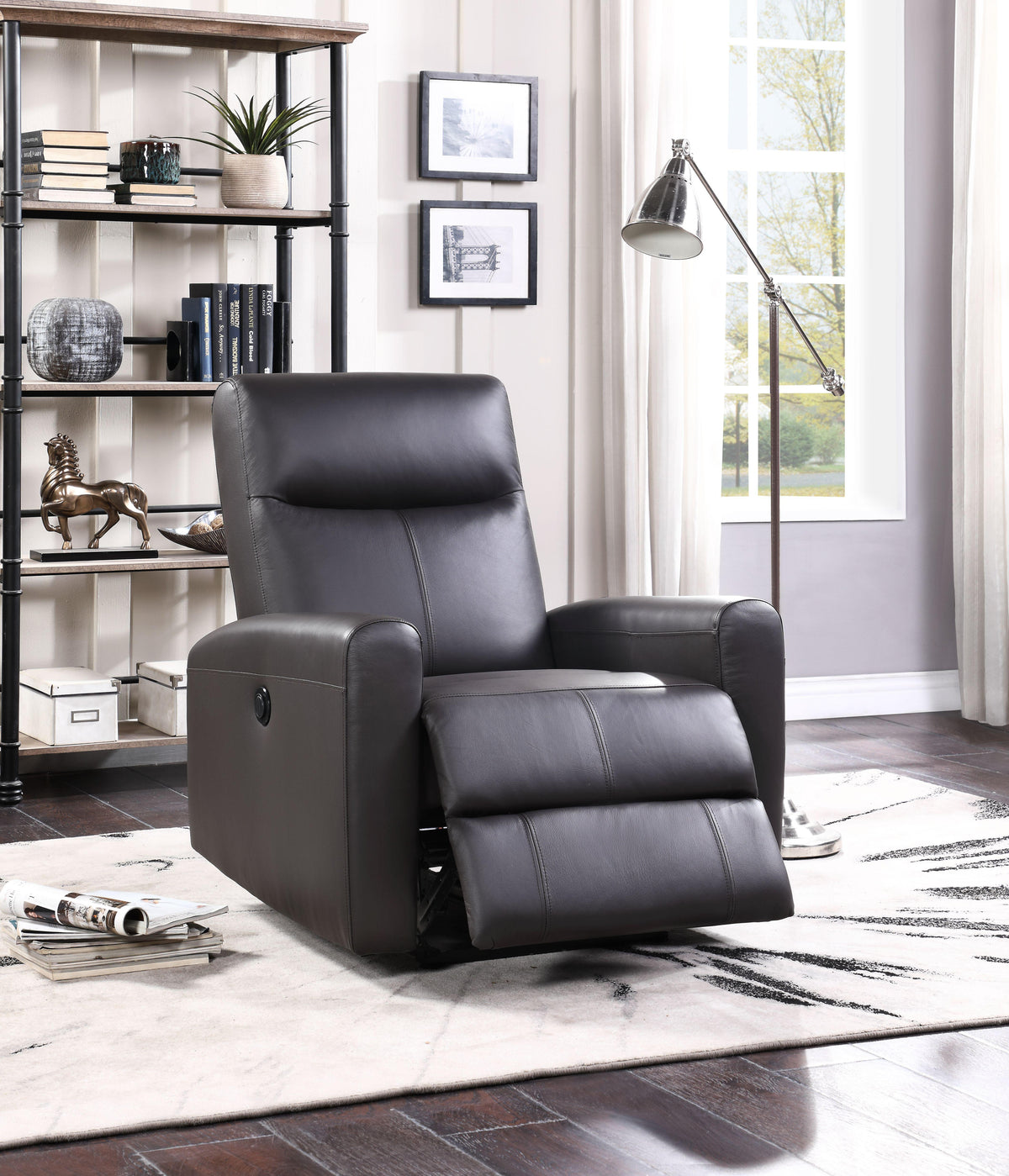 Blane Brown Top Grain Leather Match Recliner (Power Motion) Half Price Furniture