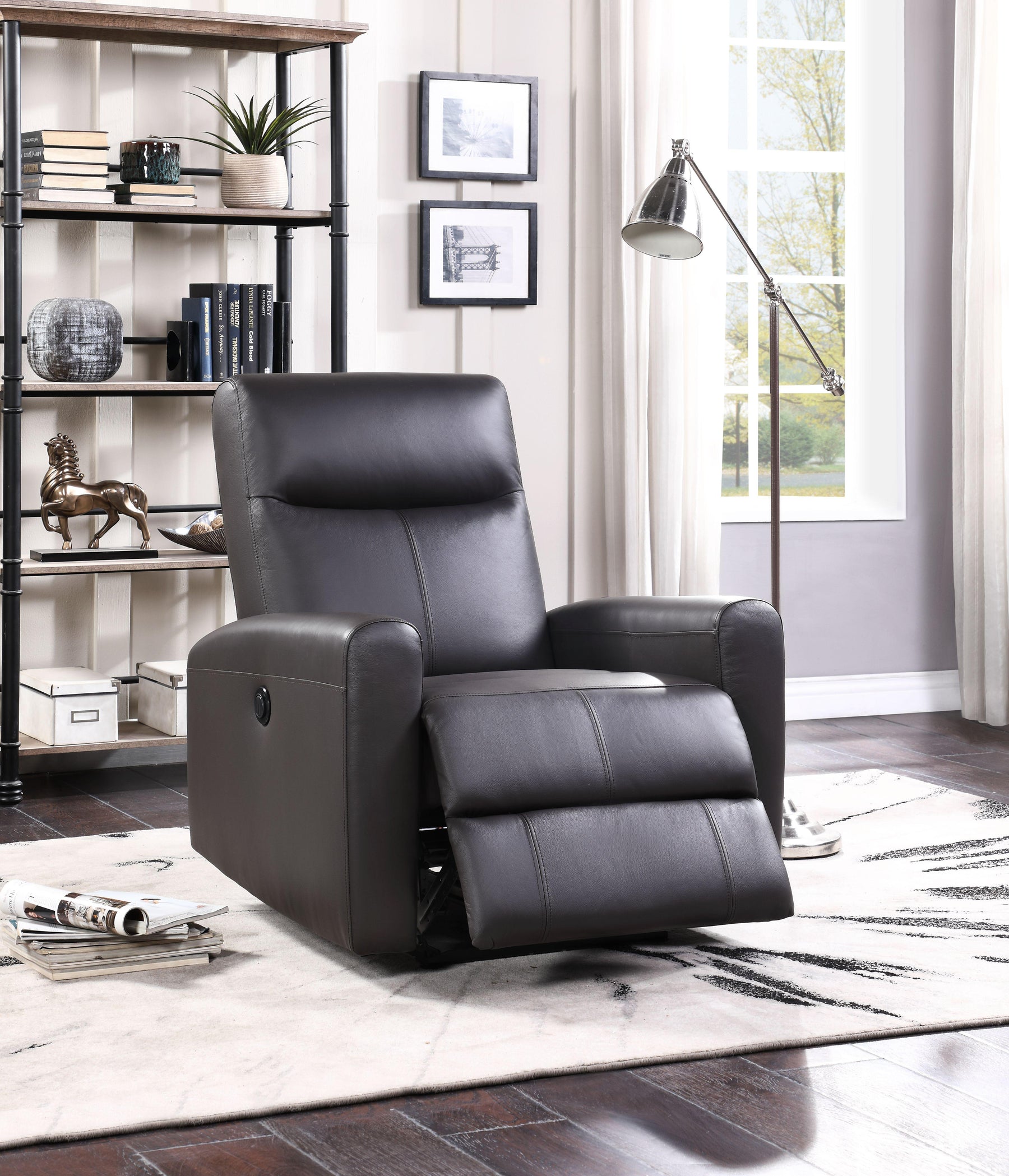 Blane Brown Top Grain Leather Match Recliner (Power Motion)  Half Price Furniture
