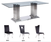 Cyrene Stainless Steel & Clear Glass Dining Table Half Price Furniture