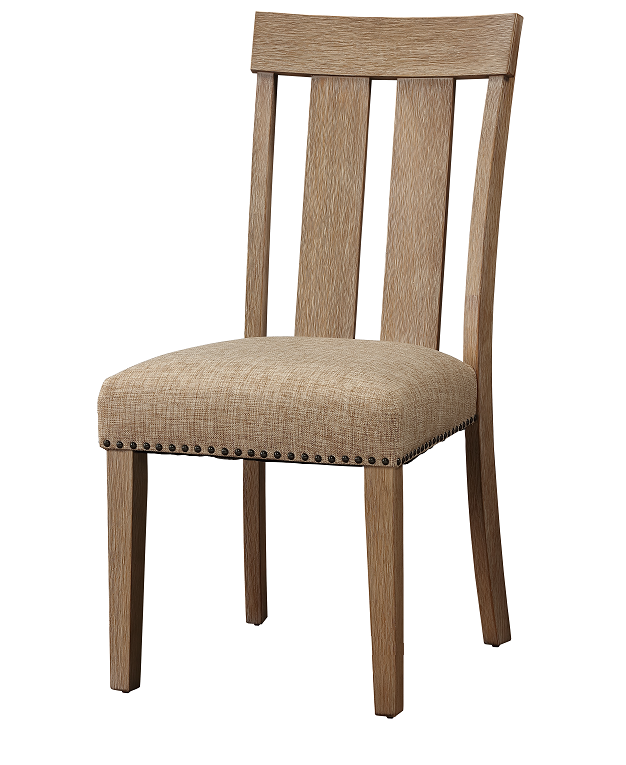 Nathaniel Fabric & Maple Side Chair , Slatted Back  Half Price Furniture