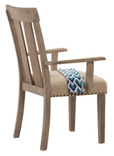 Nathaniel Fabric & Maple Arm Chair , Slatted Back Half Price Furniture