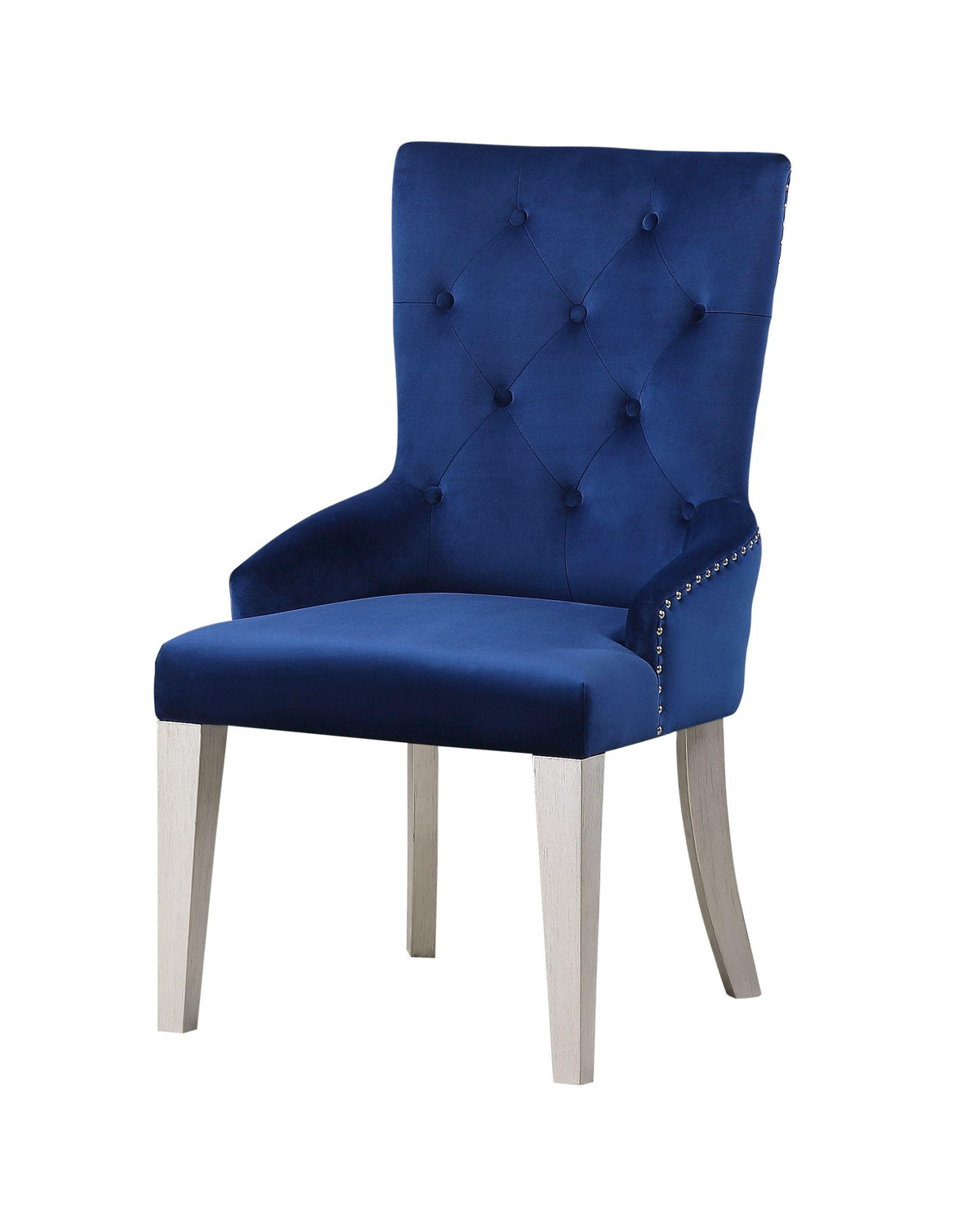 Varian Blue Fabric & Antique Platinum Side Chair (1Pc) Half Price Furniture