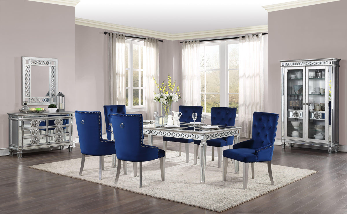 Varian Mirrored & Antique Platinum Dining Table (72"L)  Half Price Furniture
