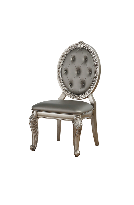 Northville PU & Antique Silver Side Chair Half Price Furniture