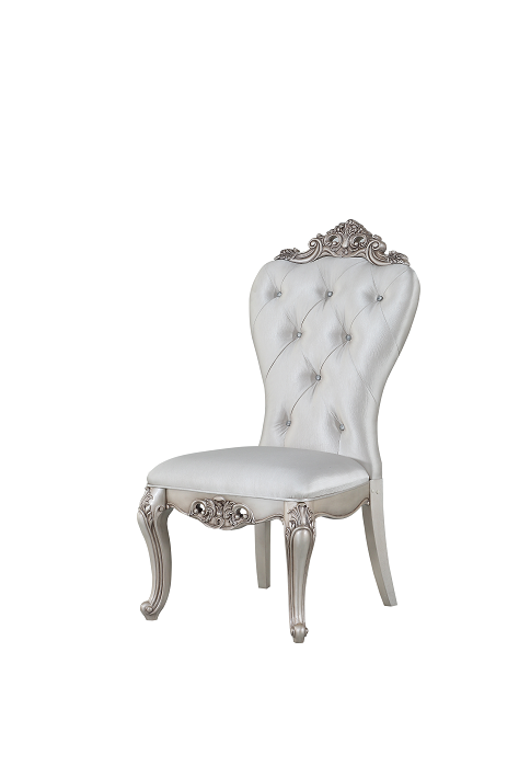 Gorsedd Cream Fabric & Antique White Side Chair  Half Price Furniture