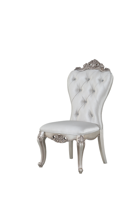 Gorsedd Cream Fabric & Antique White Side Chair Half Price Furniture