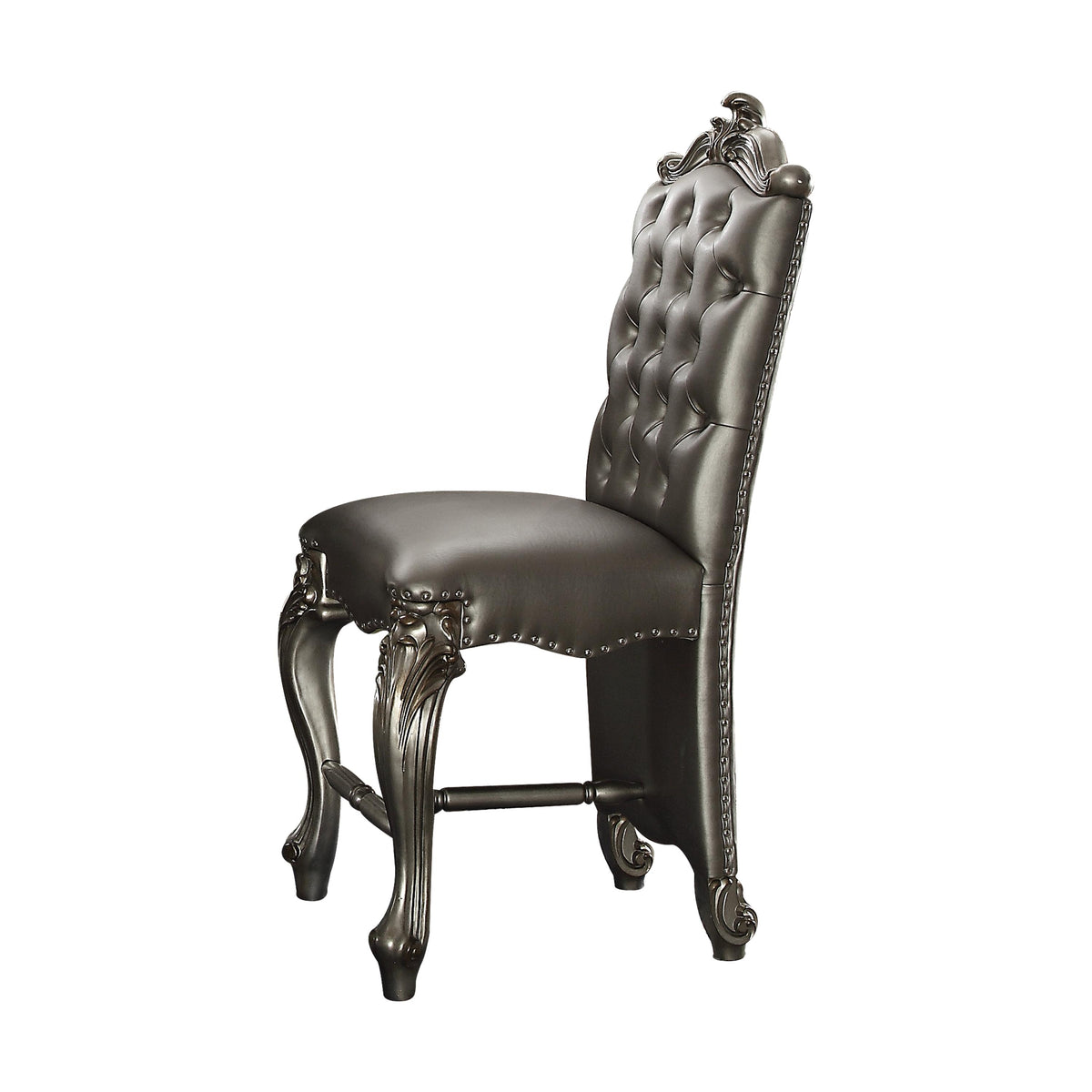 Versailles Silver PU & Antique Platinum Counter Height Chair  Half Price Furniture