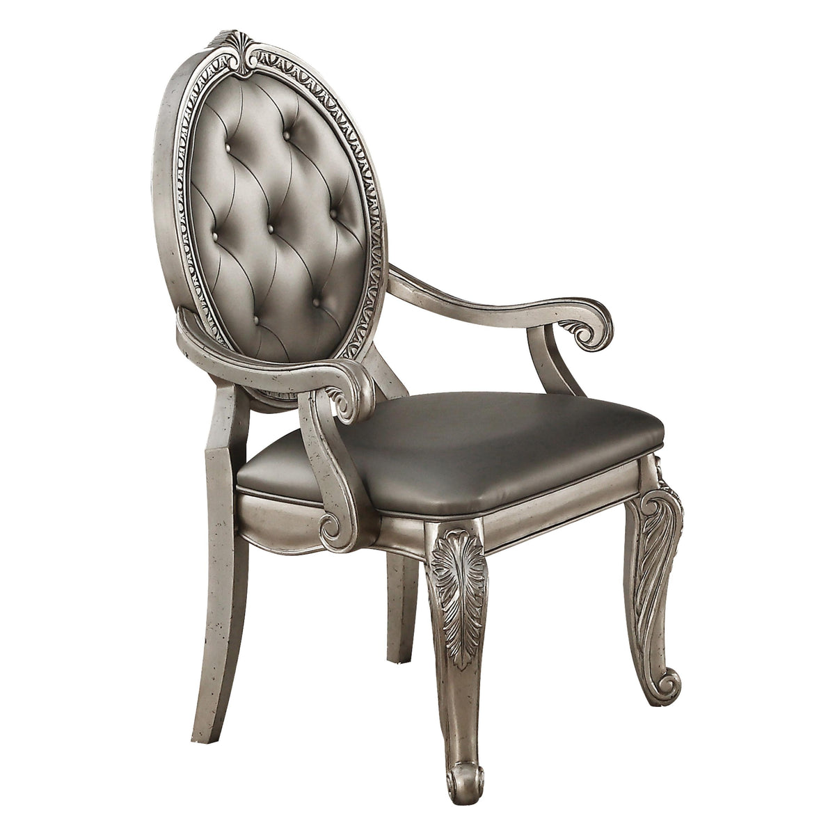 Northville PU & Antique Silver Arm Chair Half Price Furniture