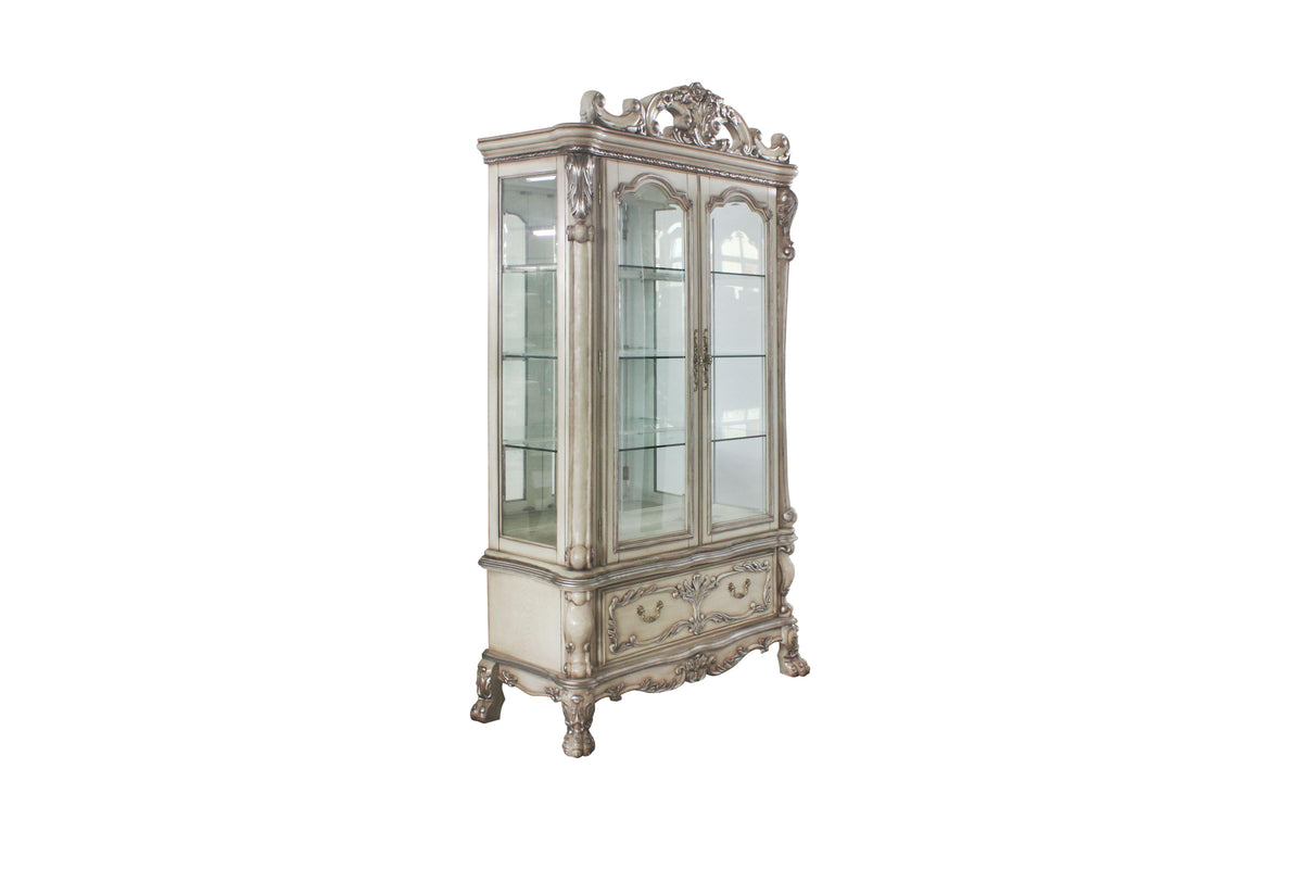 Dresden Vintage Bone White Curio Cabinet  Half Price Furniture