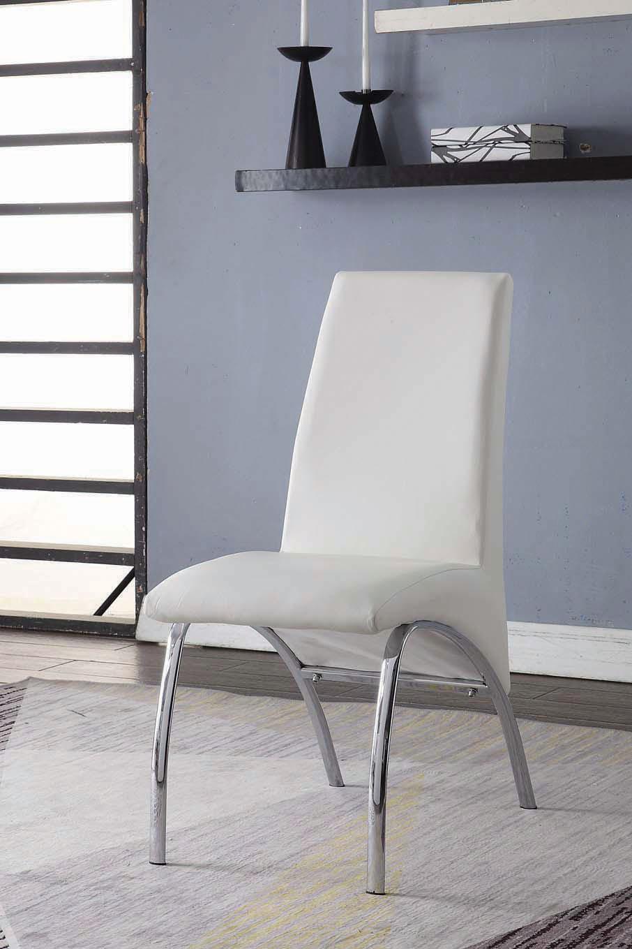 Pervis White PU & Chrome Side Chair  Half Price Furniture
