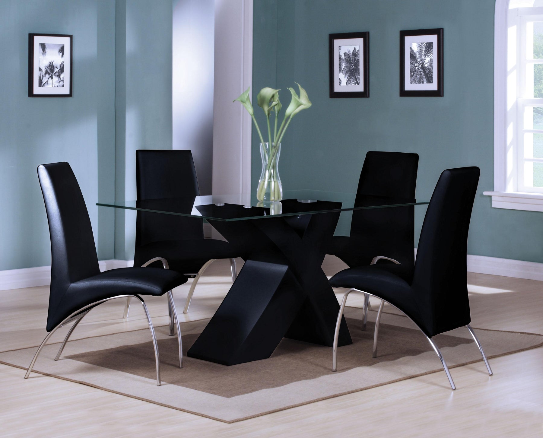 Pervis Black & Clear Glass Dining Table Half Price Furniture