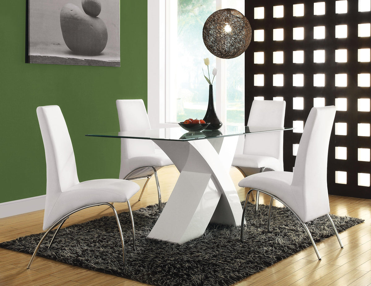 Pervis White & Clear Glass Dining Table Half Price Furniture