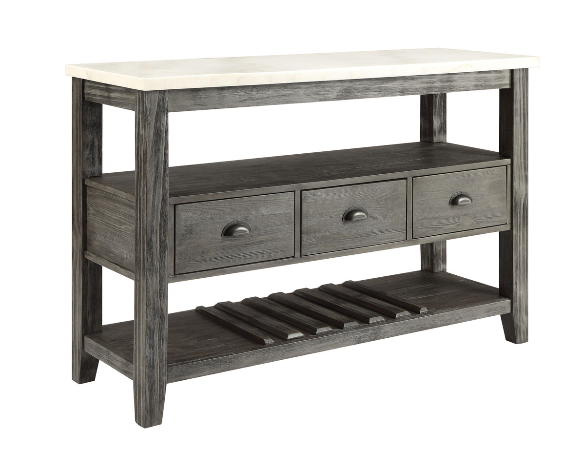 Merel White Marble & Gray Oak Server Half Price Furniture