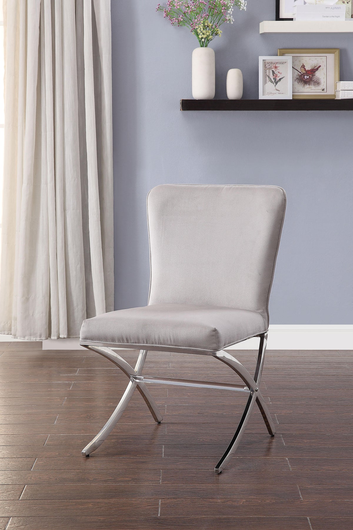 Daire Velvet & Chrome Side Chair  Half Price Furniture