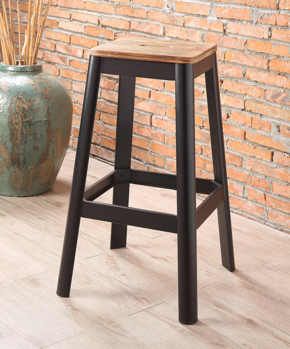 Jacotte Natural & Black Bar Stool (1Pc)  Half Price Furniture