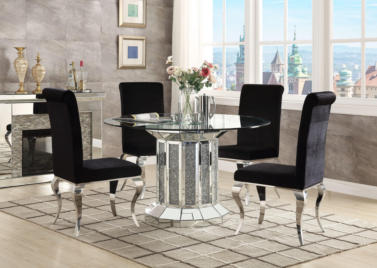 Noralie Mirrored & Faux Diamonds Dining Table Half Price Furniture