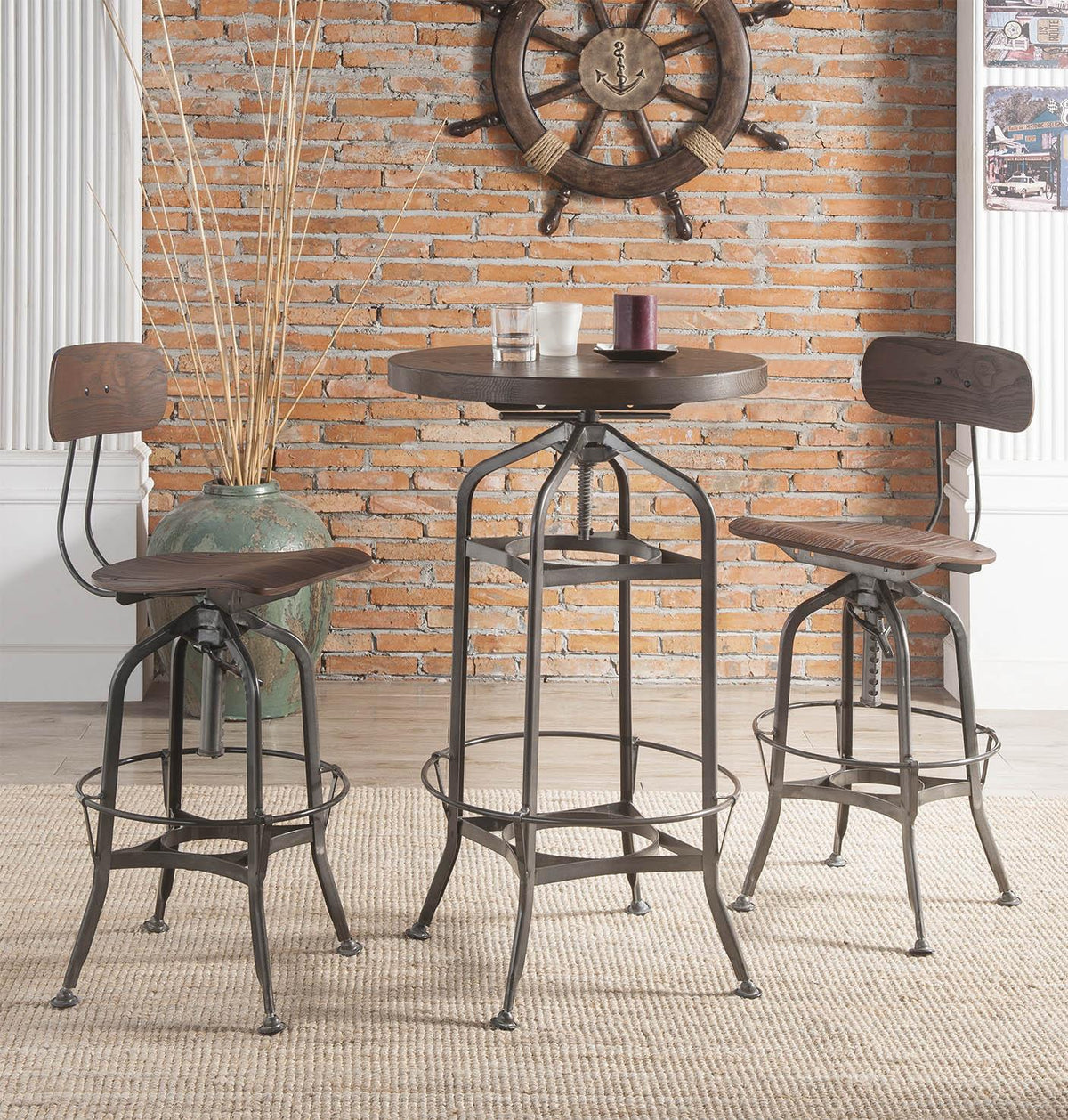 Kaeso Walnut & Gunmetal Bar Table  Half Price Furniture