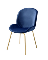 Chuchip Blue Velvet & Gold Side Chair  Half Price Furniture
