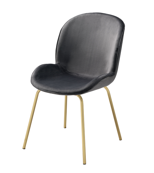Chuchip Gray Velvet & Gold Side Chair  Half Price Furniture