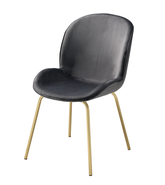 Chuchip Gray Velvet & Gold Side Chair Half Price Furniture