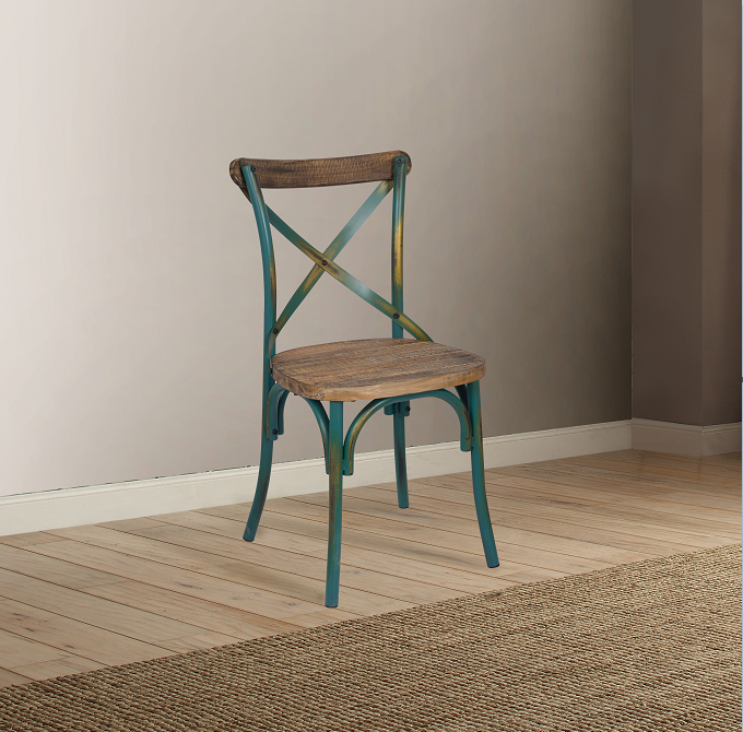 Zaire Antique Turquoise & Antique Oak Side Chair (1Pc)  Half Price Furniture