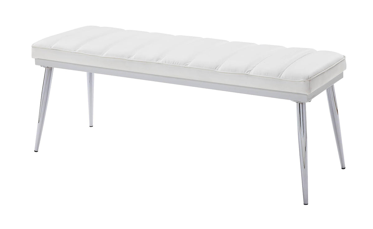 Weizor White PU & Chrome Bench  Half Price Furniture