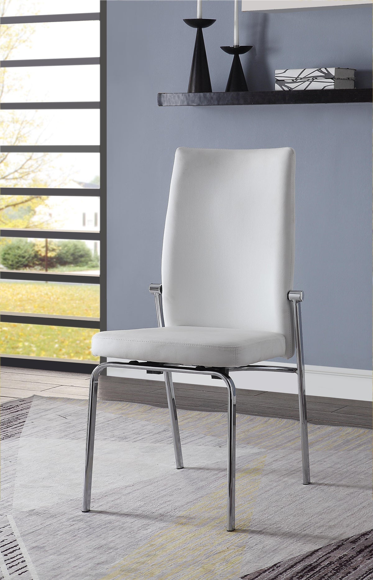 Osias White PU & Chrome Side Chair  Half Price Furniture