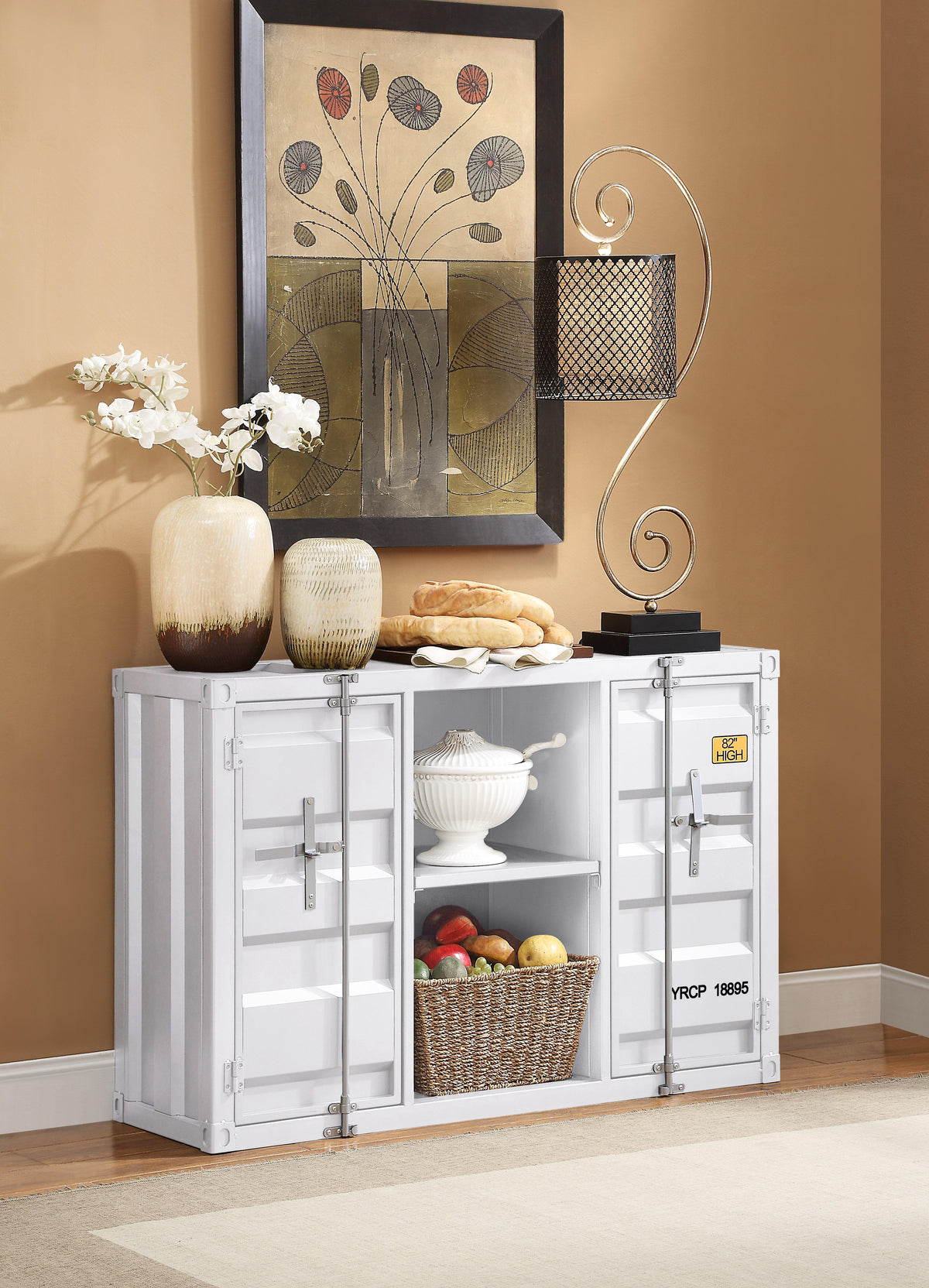 Cargo White Server  Half Price Furniture