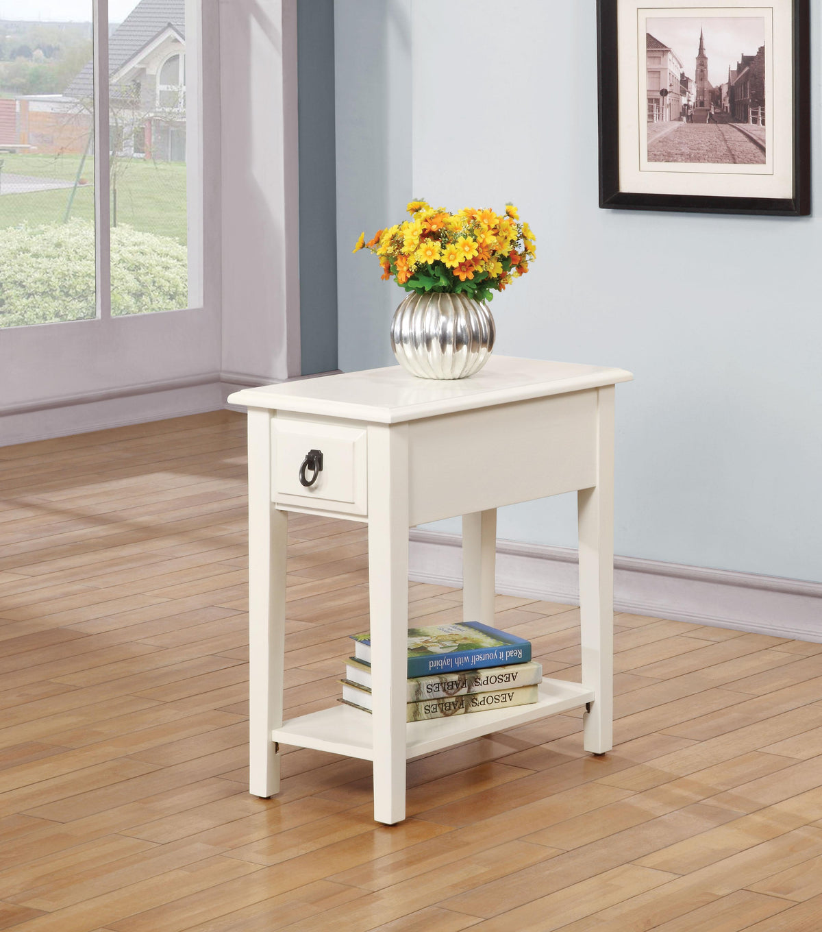 Jeana White Side Table  Half Price Furniture