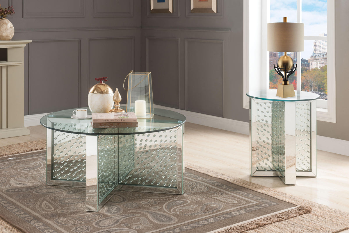 Nysa Mirrored & Faux Crystals Coffee Table  Half Price Furniture