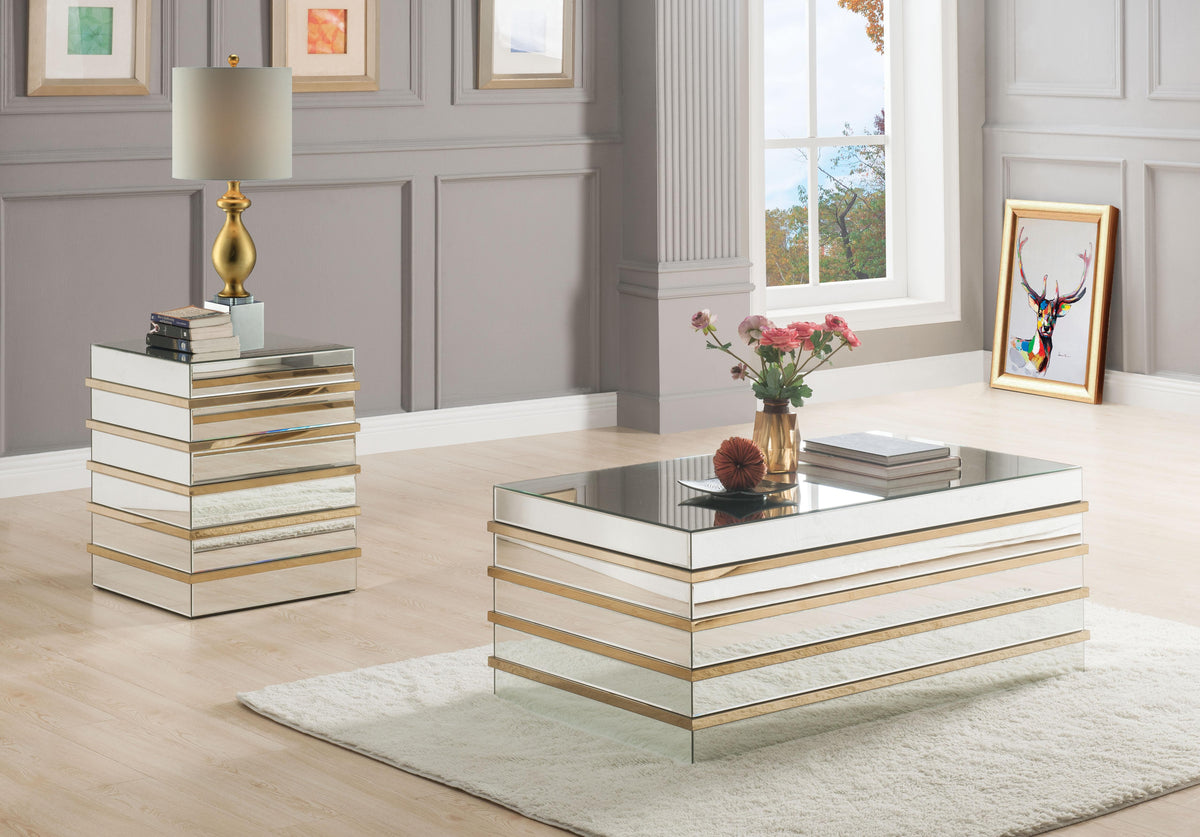 Osma Mirrored & Gold Coffee Table  Half Price Furniture