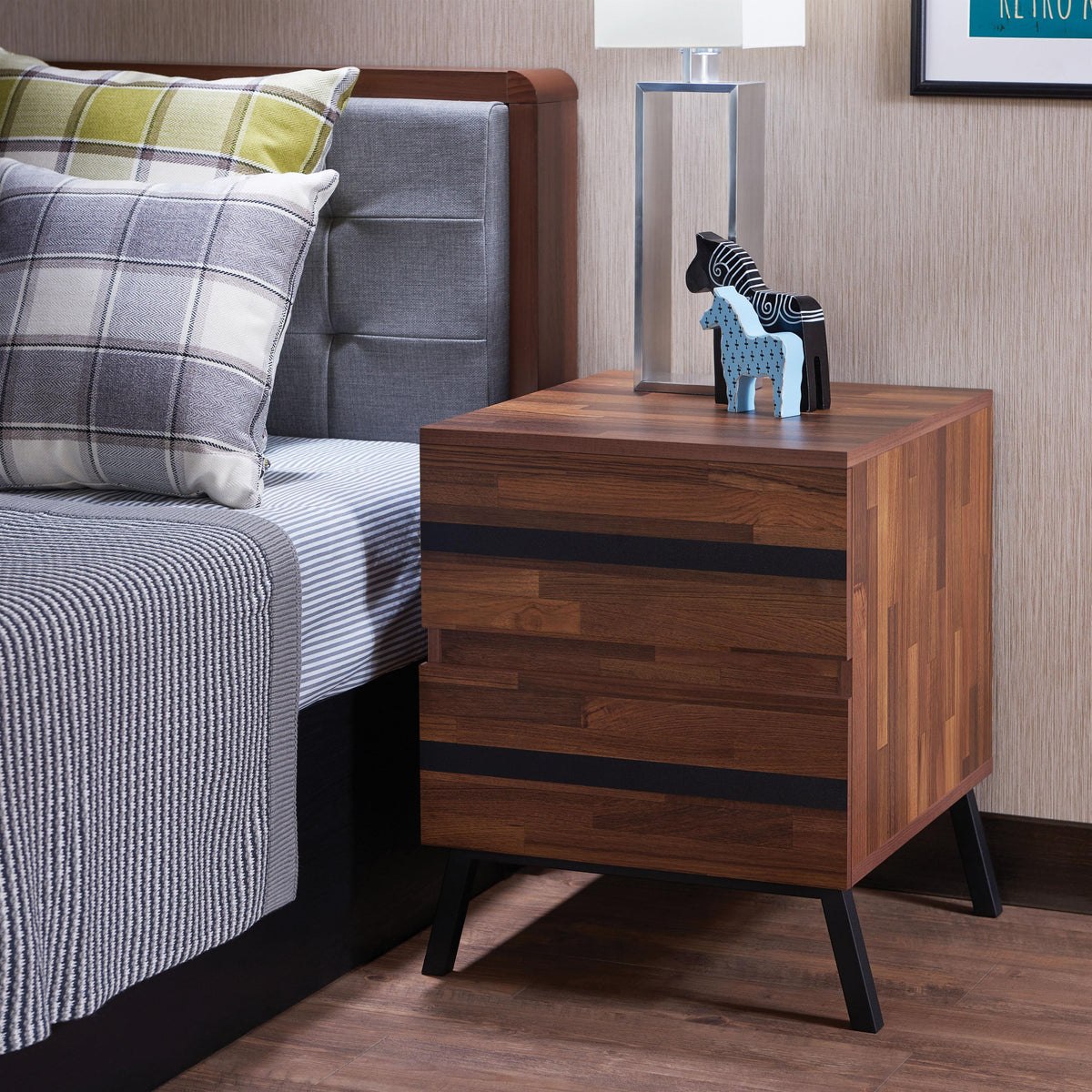 Karine Walnut & Black End Table Half Price Furniture