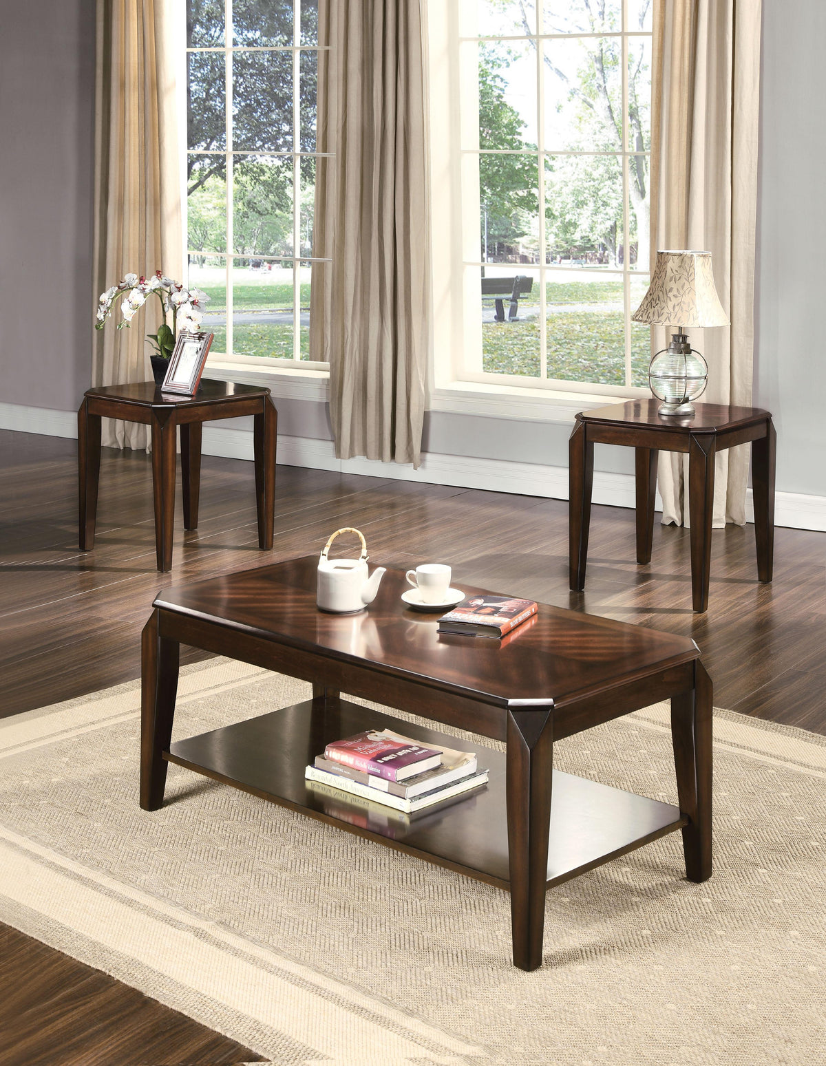 Docila Walnut Coffee/End Table Set (3Pc Pk)  Half Price Furniture
