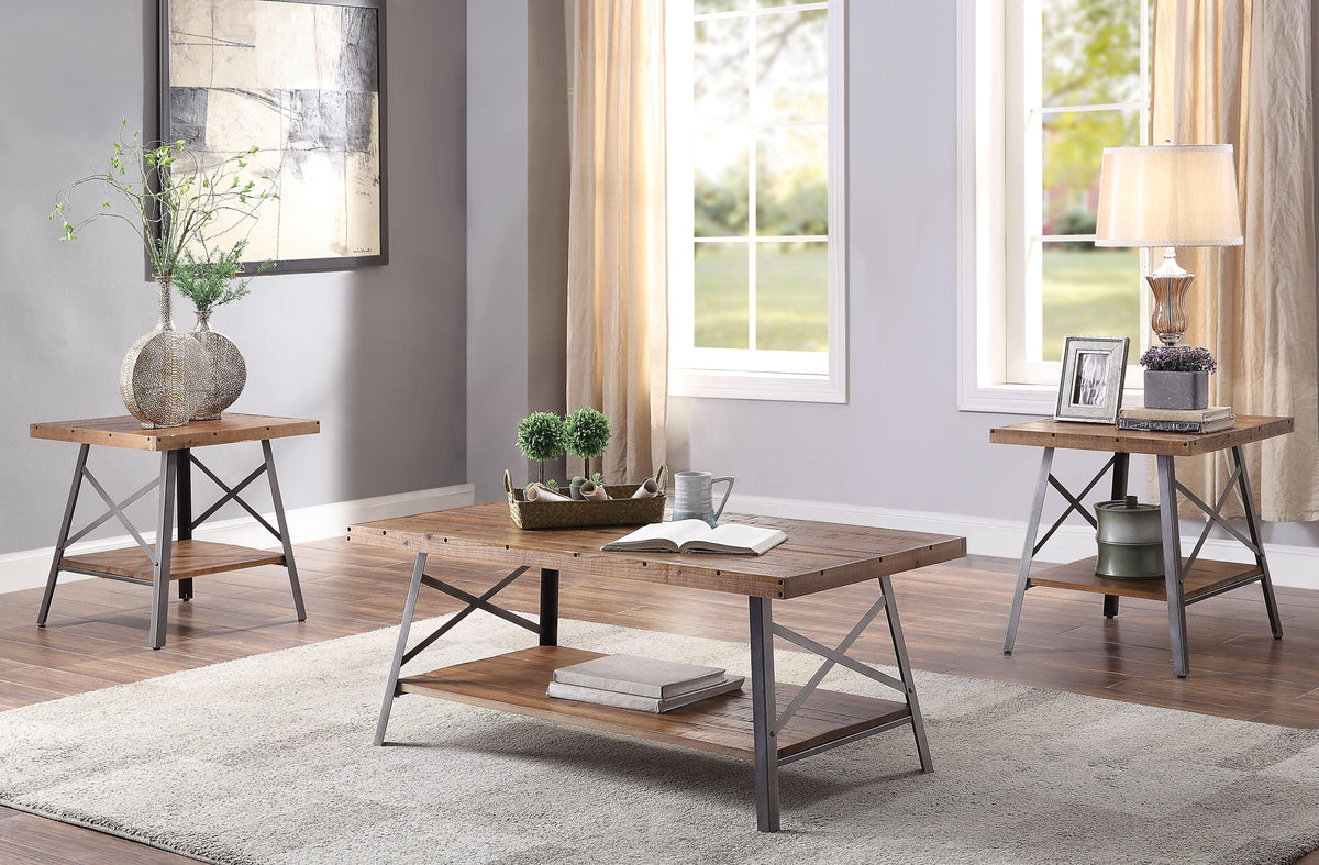 Ikram Weathered Oak & Sandy Black Coffee Table  Half Price Furniture