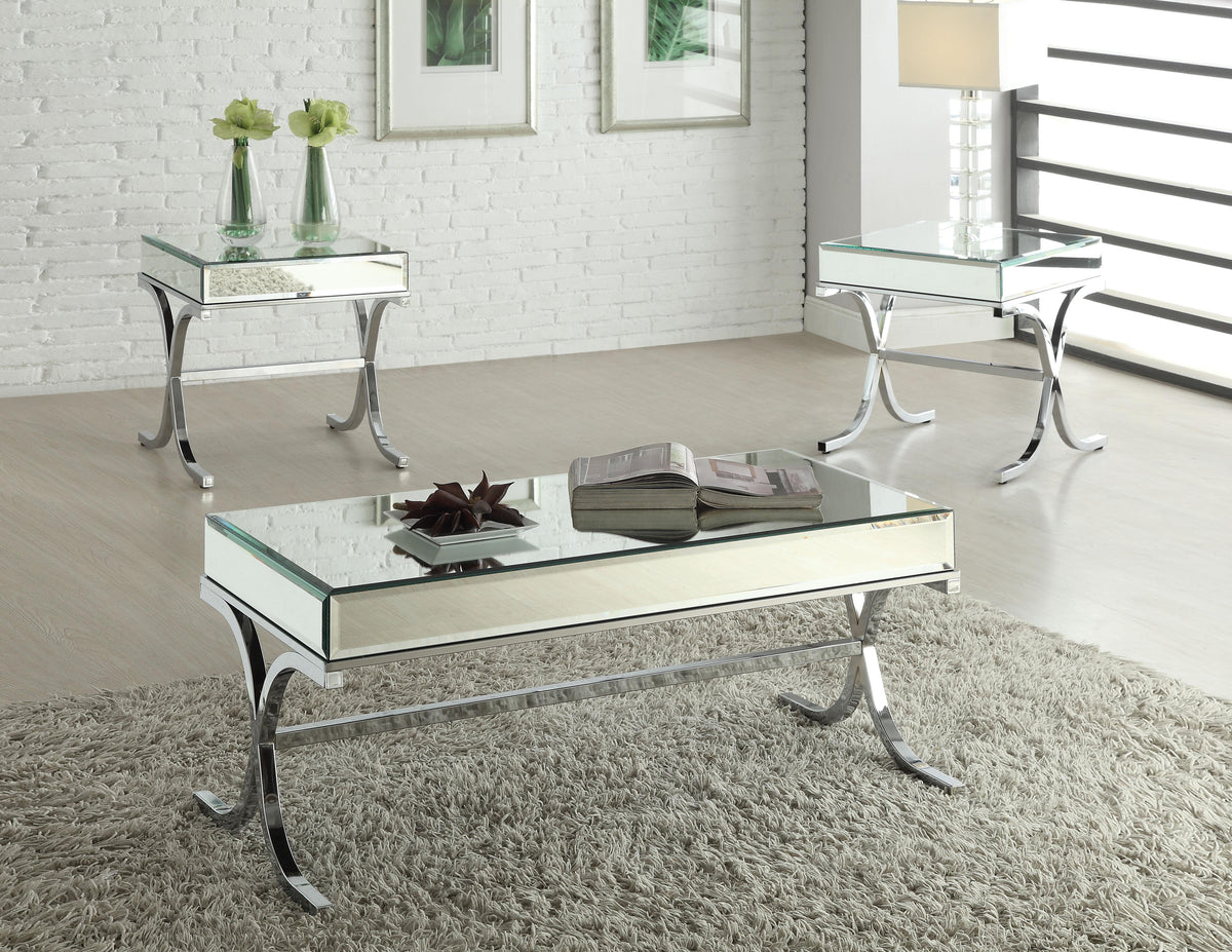 Yuri Mirrored Top & Chrome Coffee Table  Half Price Furniture