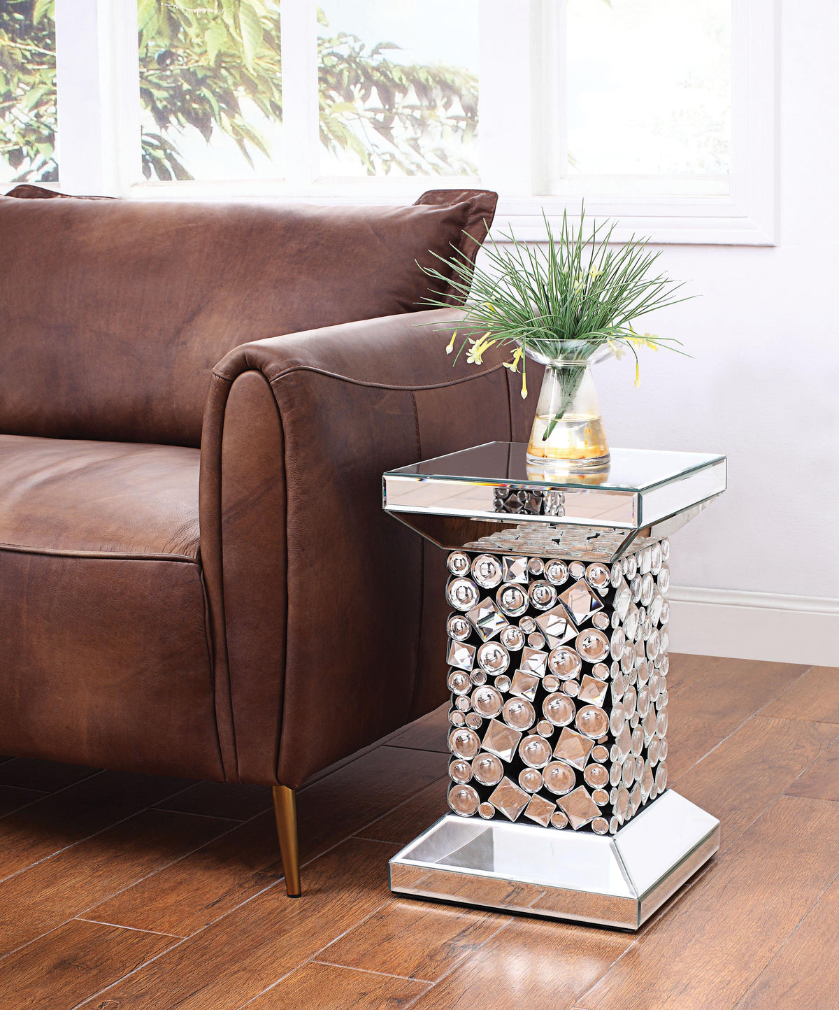 Kachina Mirrored & Faux Gems End Table  Half Price Furniture