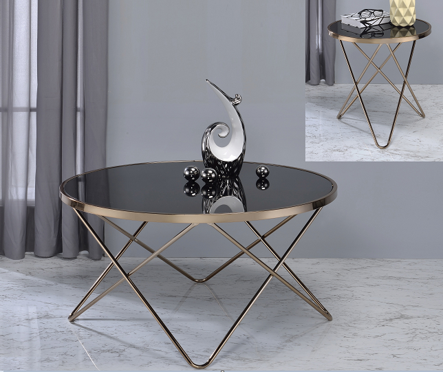 Valora Champagne & Black Glass Coffee Table  Half Price Furniture