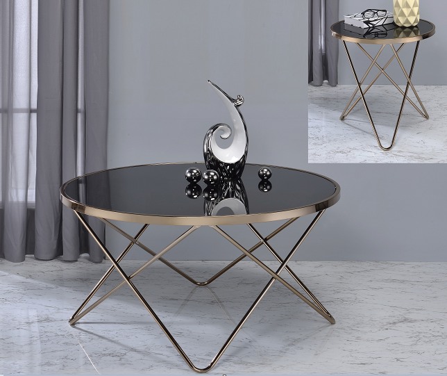 Valora Champagne & Black Glass Coffee Table Half Price Furniture